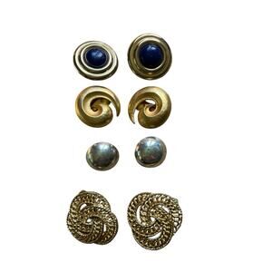 Lot Of Vintage 80s & 90s Large Gold Tone Silver Tone Clip On Earrings Lot of 4